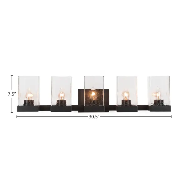 Nouvelle 5-Light Bath Bar in Espresso with Clear Bubble Glass - Image 2