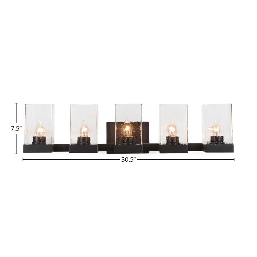 Nouvelle 5-Light Bath Bar in Espresso with Clear Bubble Glass - Image 2