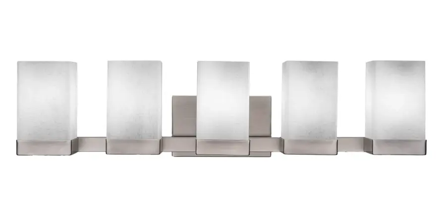 Nouvelle 5 Light Bath Bar in Graphite with White Muslin Glass - Image 1