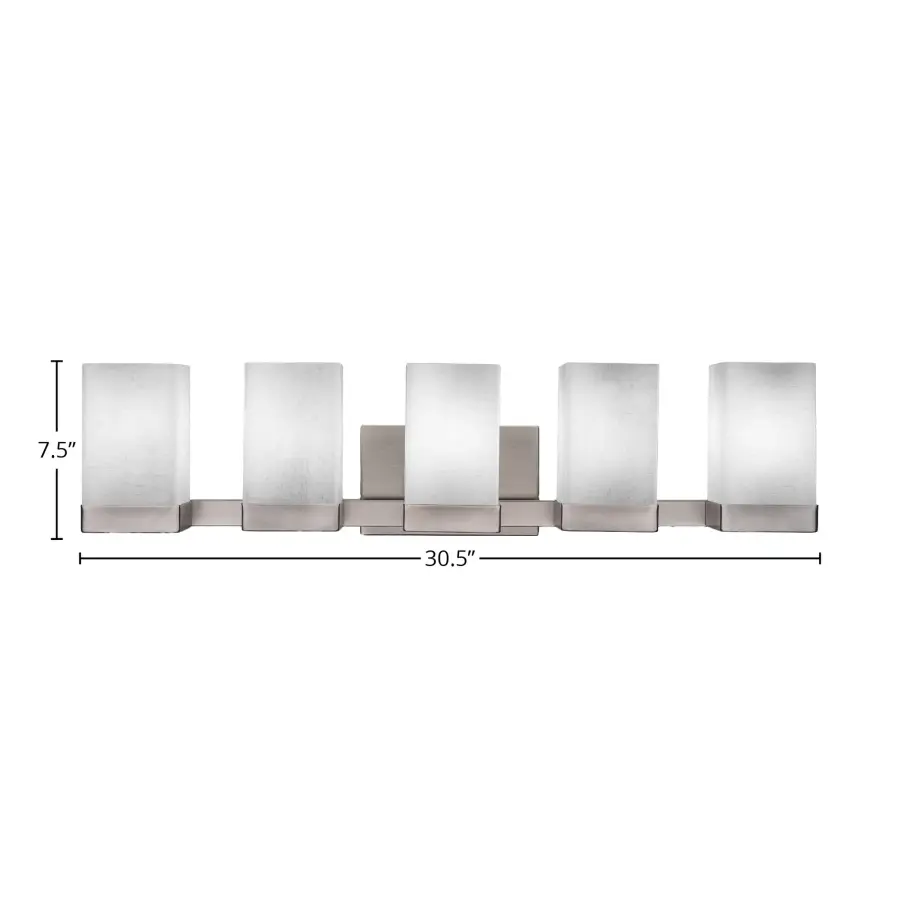 Nouvelle 5 Light Bath Bar in Graphite with White Muslin Glass - Image 2
