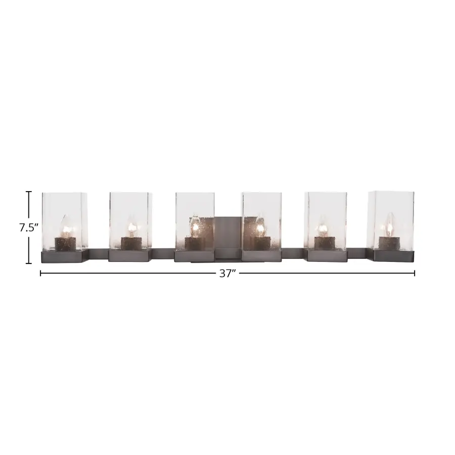 Nouvelle 6 Light Bath Bar in Espresso with Clear Bubble Glass - Image 2