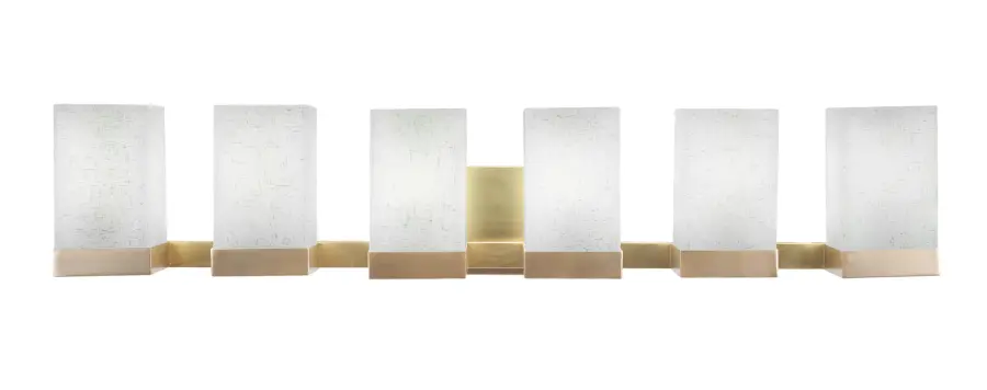 Nouvelle 6 Light Bath Bar in New Age Brass with White Muslin Glass - Image 1