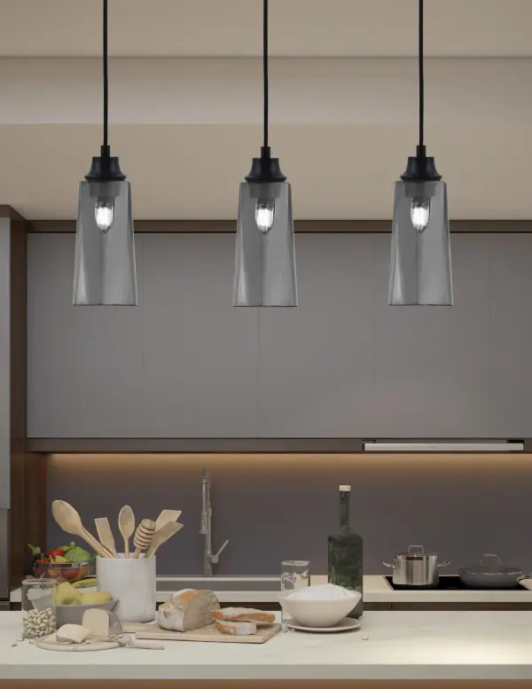 Toltec Lighting Chain Mini Pendant with Smoke Bubble Glass - Image 3