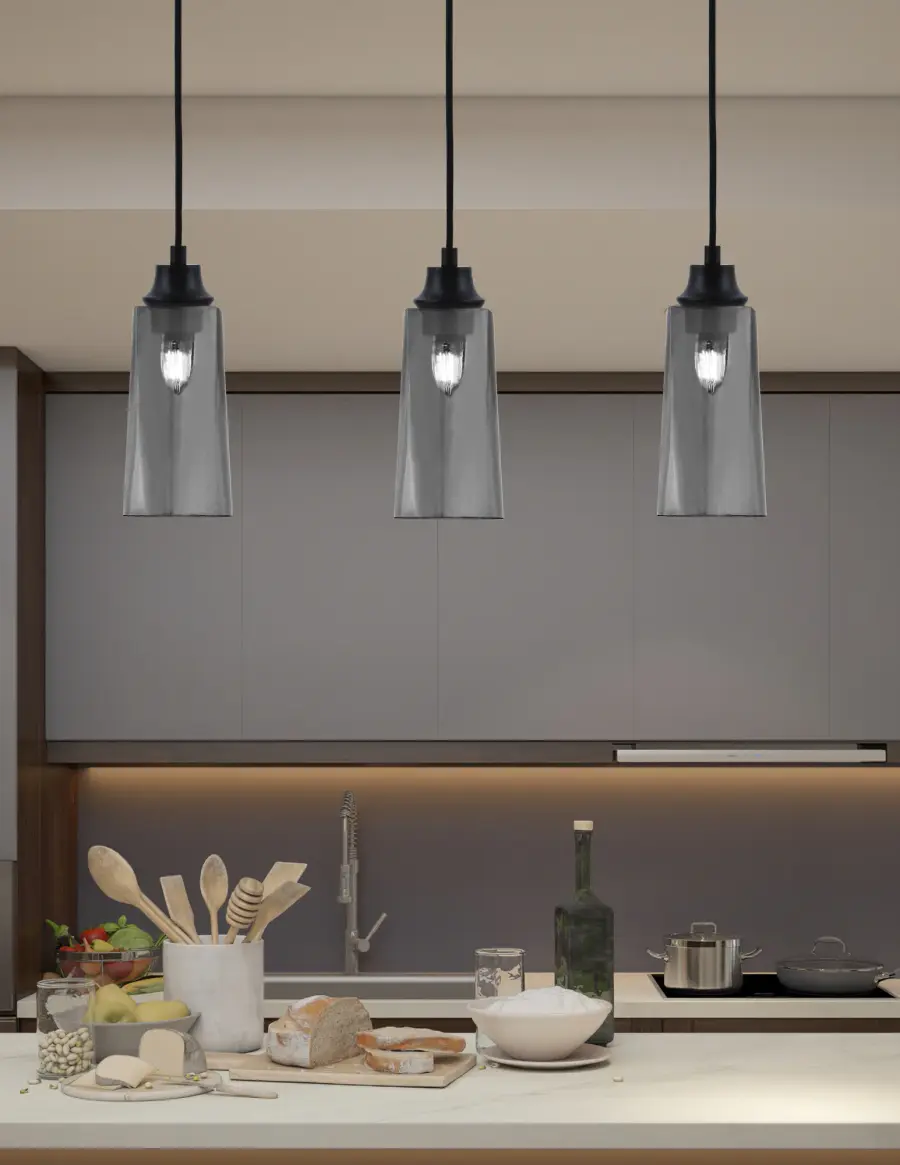 Toltec Lighting Chain Mini Pendant with Smoke Bubble Glass - Image 3