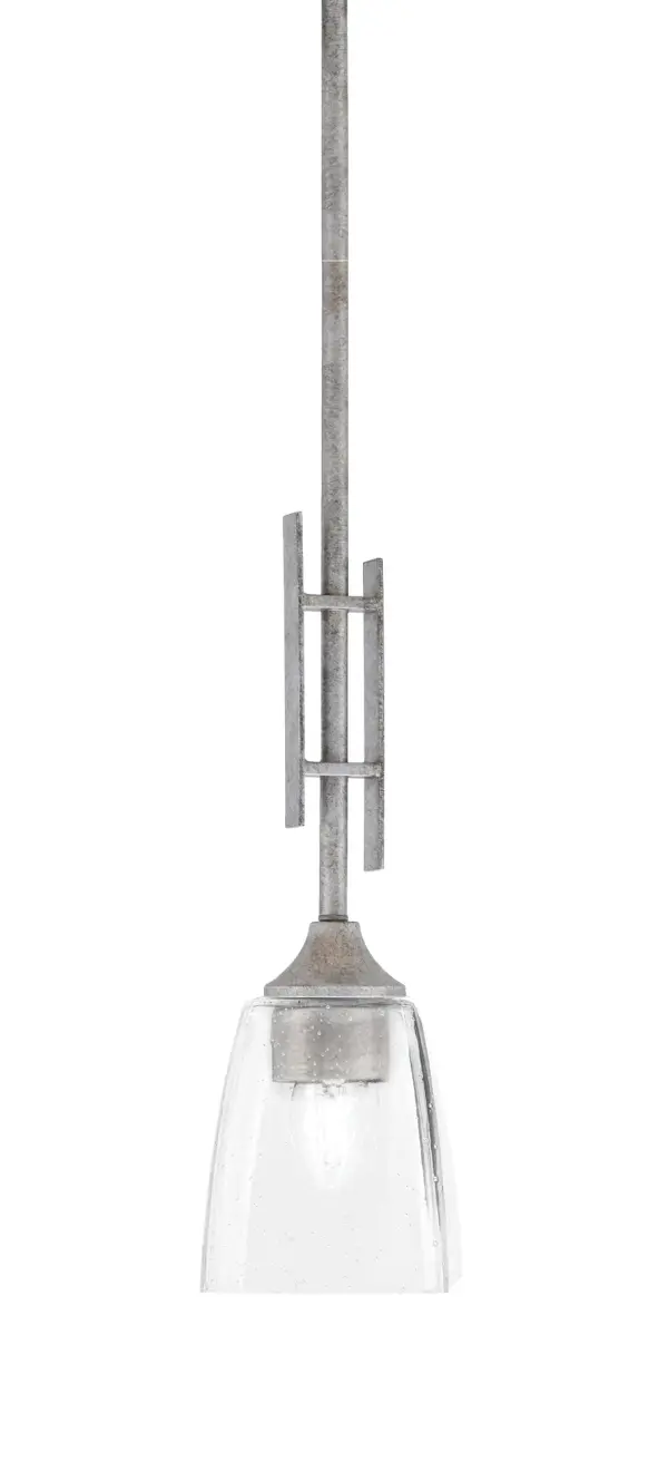 Uptowne Stem Hung Mini Pendant with Clear Bubble Glass - Image 1