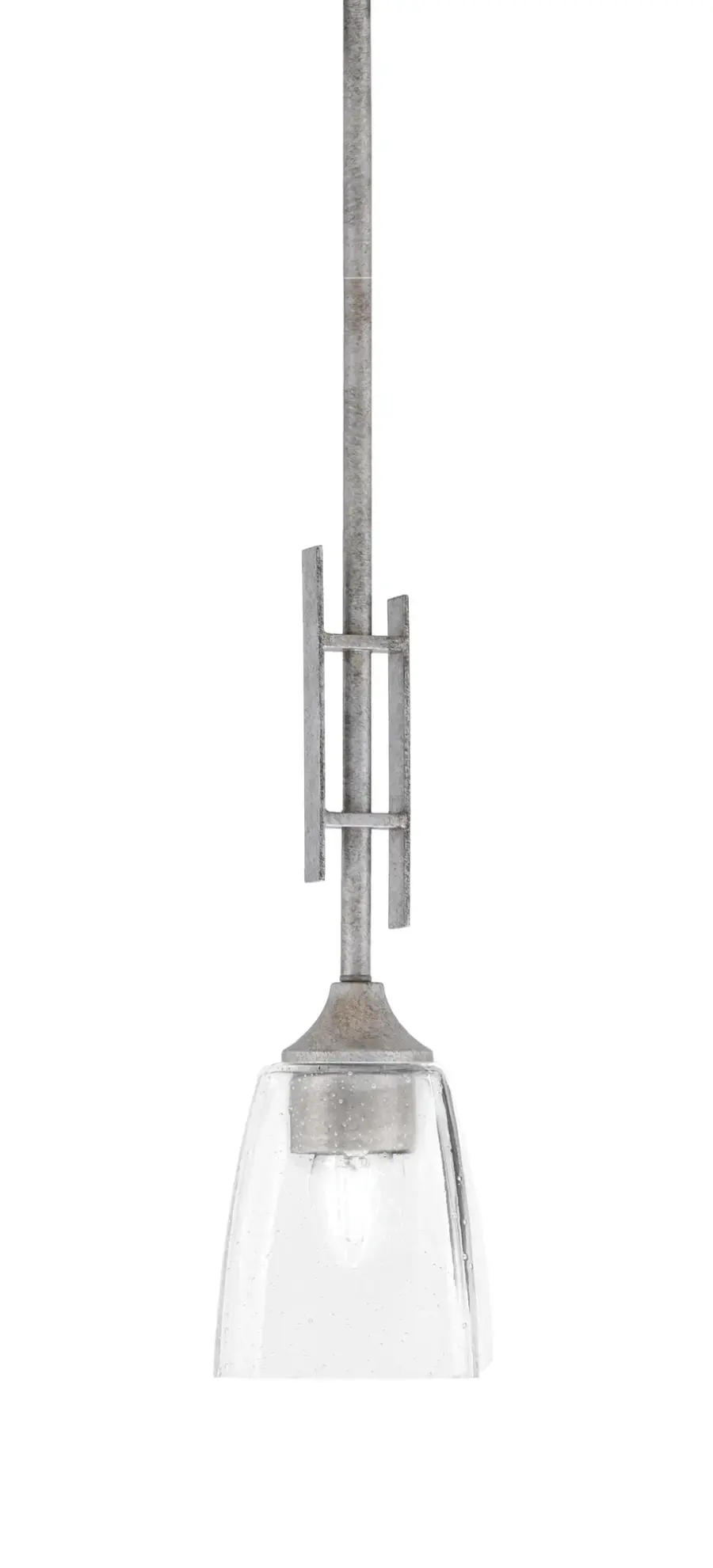 Uptowne Stem Hung Mini Pendant with Clear Bubble Glass - Image 1