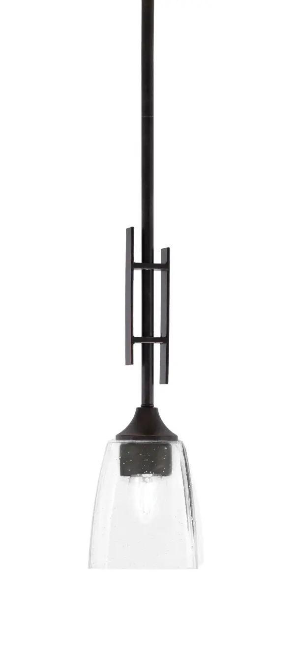 Uptowne Stem Hung Mini Pendant with Clear Bubble Glass - Image 1
