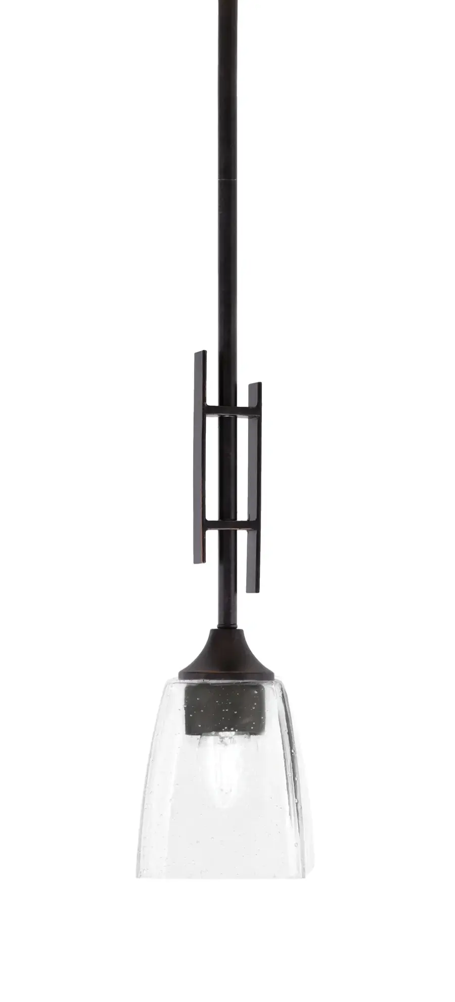 Uptowne Stem Hung Mini Pendant with Clear Bubble Glass - Image 1