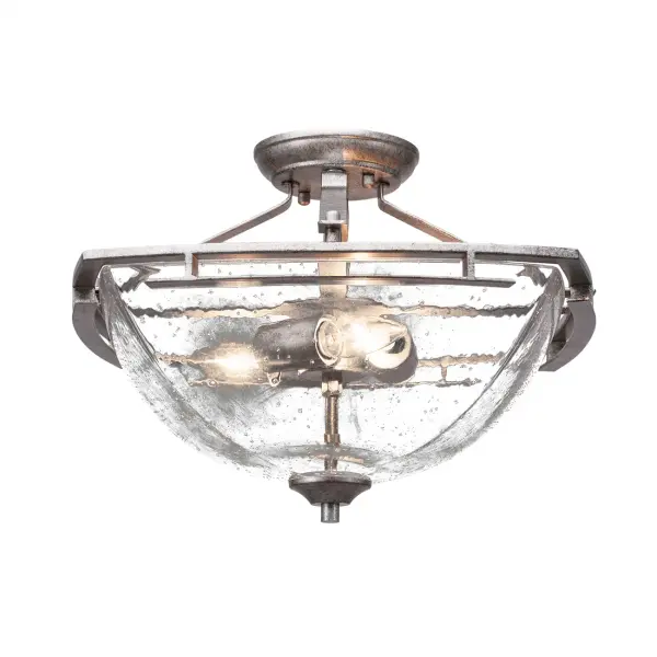 Uptowne Semi-Flush with Clear Bubble Glass - Image 1