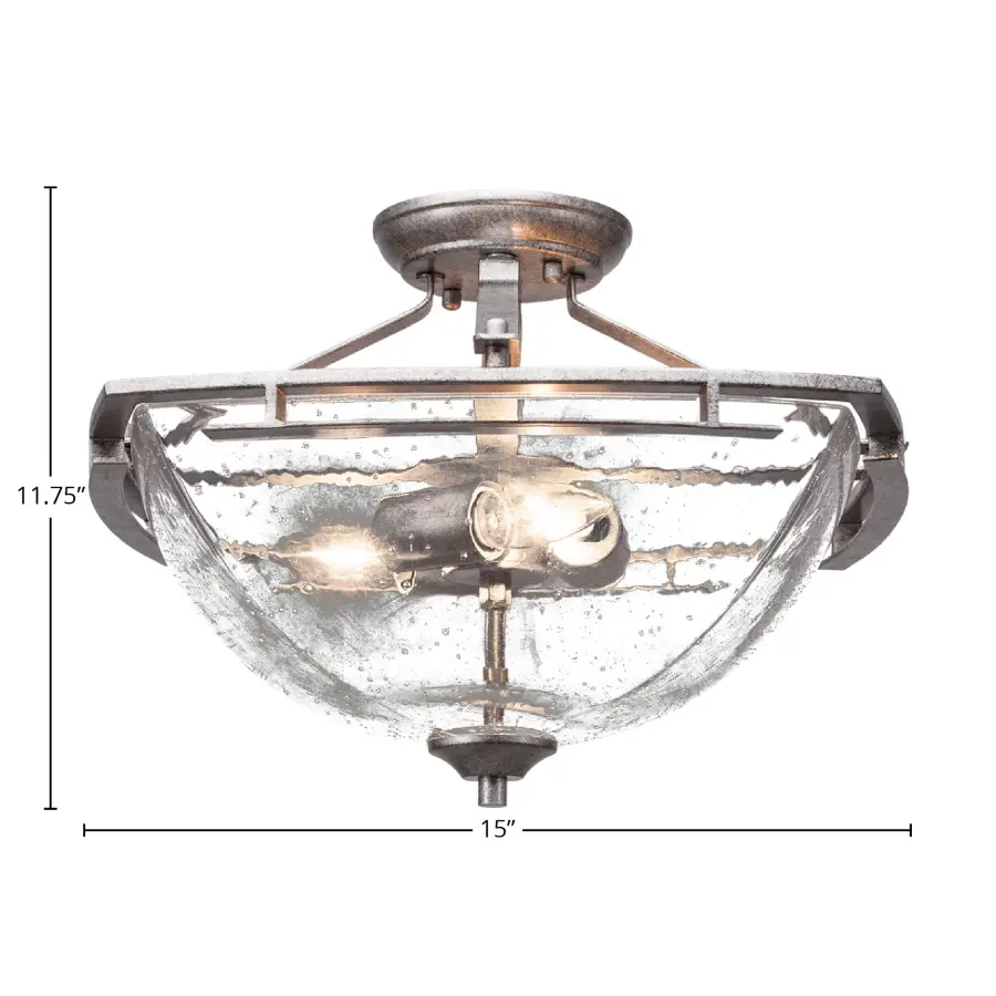 Uptowne Semi-Flush with Clear Bubble Glass - Image 2