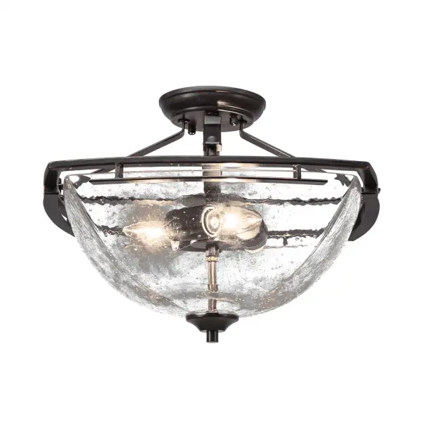 Uptowne Semi-Flush Ceiling Light with Clear Bubble Glass - Image 1