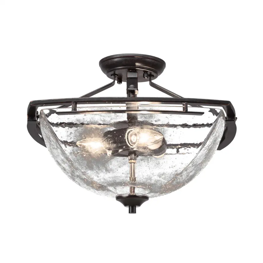 Uptowne Semi-Flush Ceiling Light with Clear Bubble Glass - Image 1