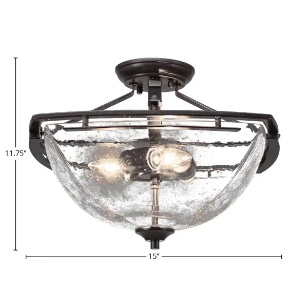 Uptowne Semi-Flush Ceiling Light with Clear Bubble Glass - Image 2