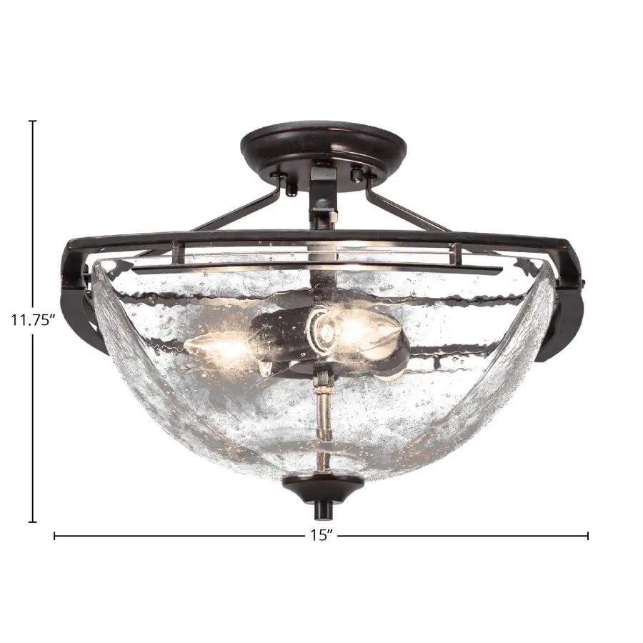 Uptowne Semi-Flush Ceiling Light with Clear Bubble Glass - Image 2