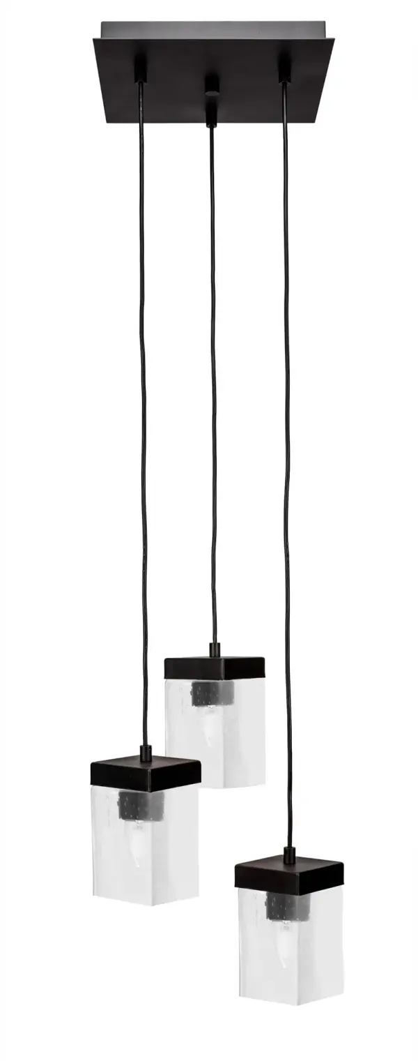 Nouvelle 3-Light Cluster Pendant in Espresso with Clear Bubble Glass - Image 1
