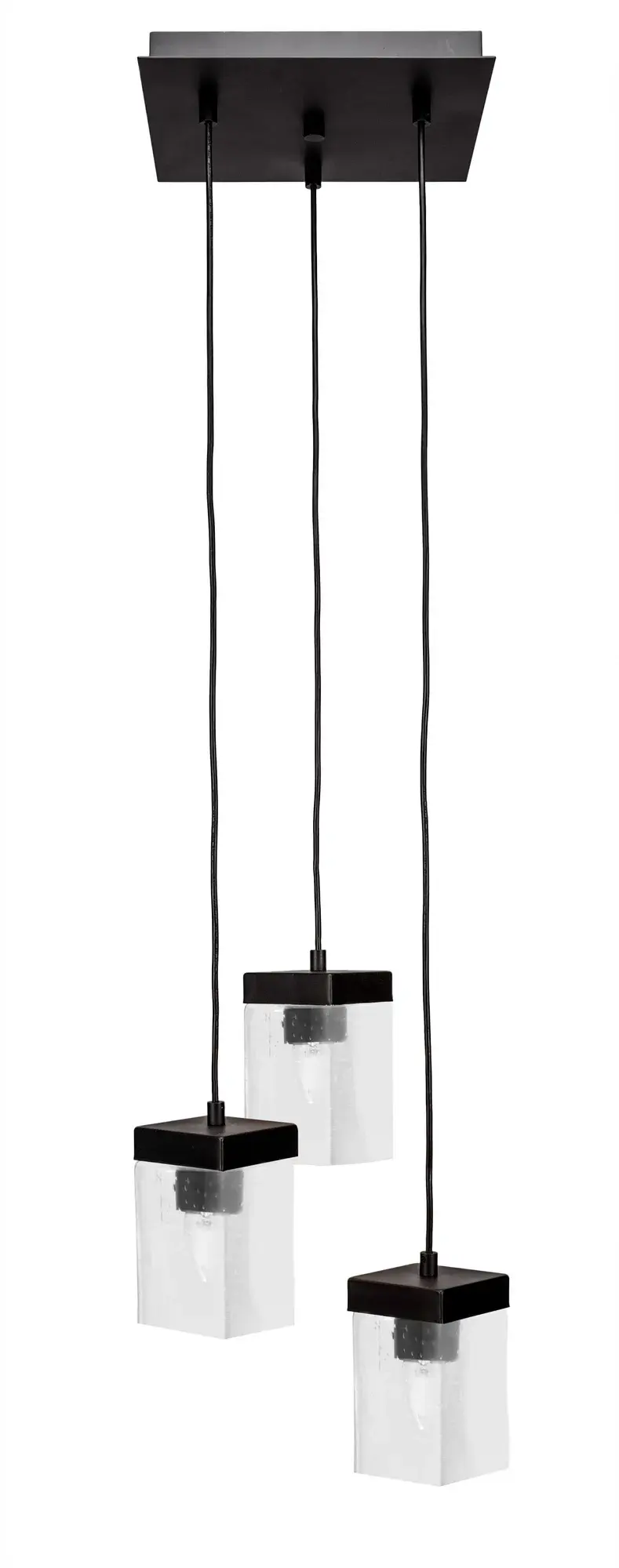 Nouvelle 3-Light Cluster Pendant in Espresso with Clear Bubble Glass - Image 1