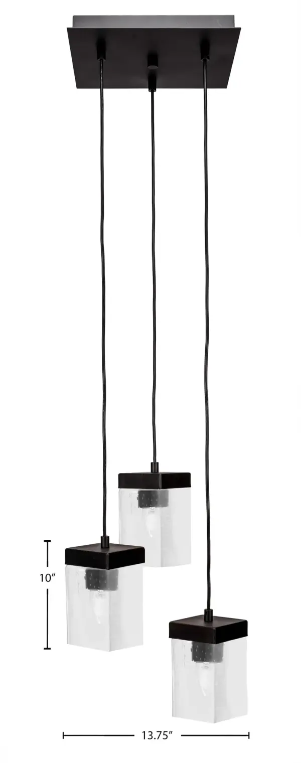 Nouvelle 3-Light Cluster Pendant in Espresso with Clear Bubble Glass - Image 2