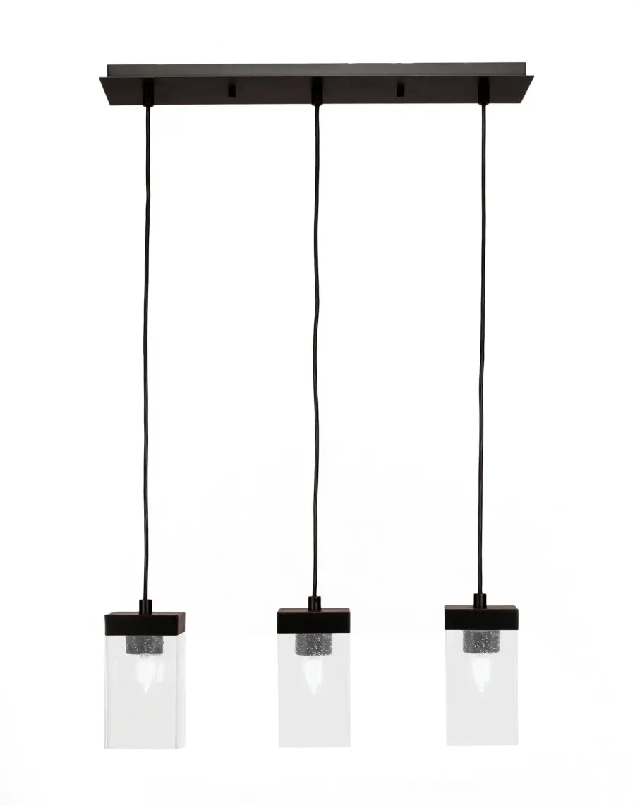 Nouvelle 3-Light Linear Pendant in Espresso with Clear Bubble Glass - Image 1