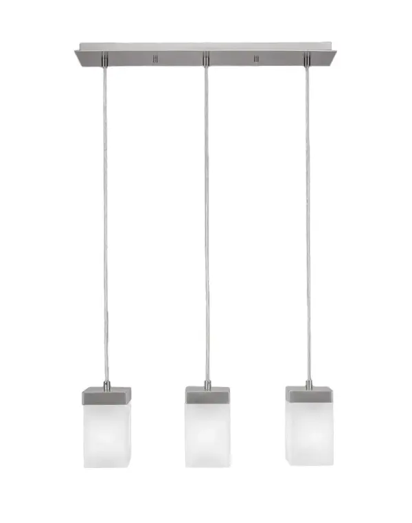 Nouvelle 3-Light Linear Pendalier in Graphite with White Muslin Glass