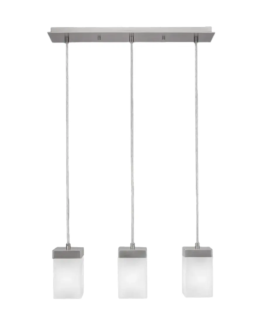 Nouvelle 3-Light Linear Pendalier in Graphite with White Muslin Glass