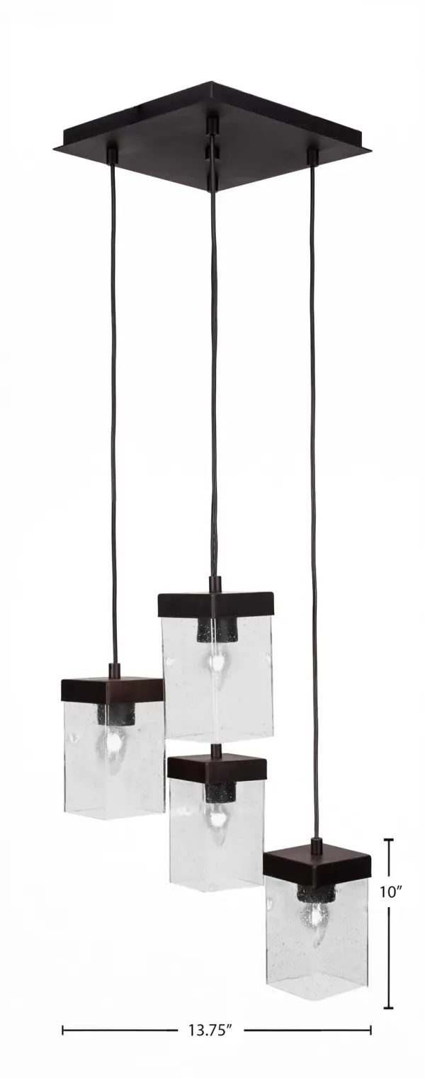 Nouvelle 4-Light Cluster Pendant in Espresso with Clear Bubble Glass - Image 2