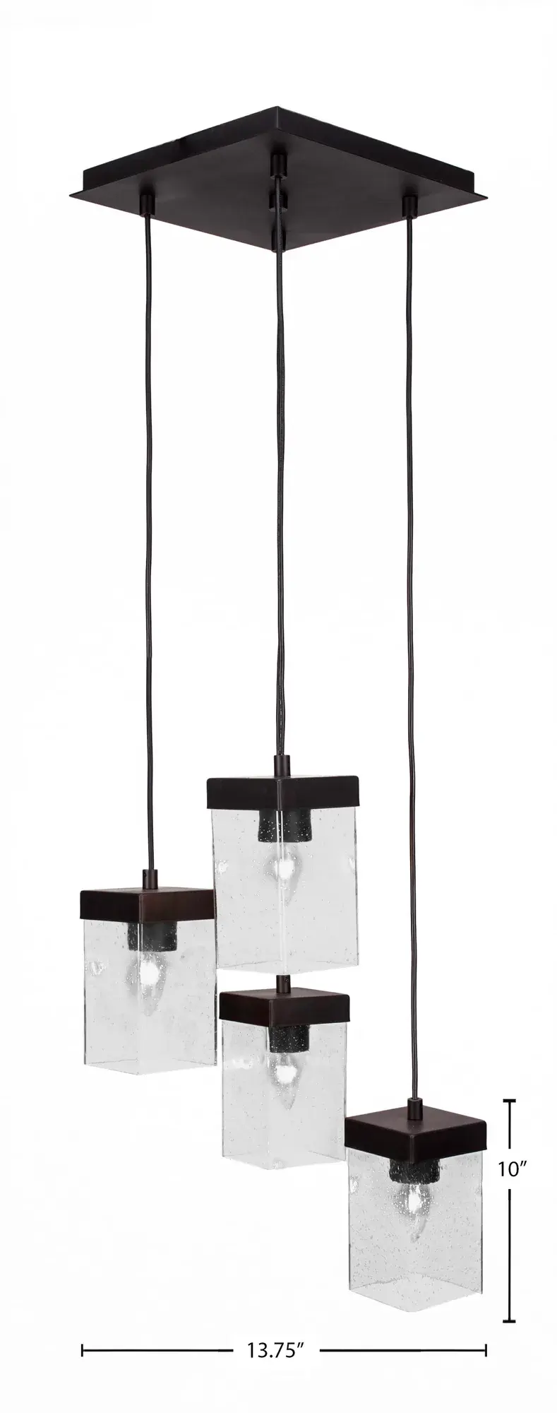 Nouvelle 4-Light Cluster Pendant in Espresso with Clear Bubble Glass - Image 2