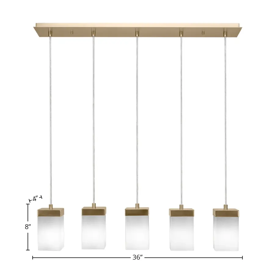 Nouvelle 5-Light Linear Pendant in New Age Brass - Image 2