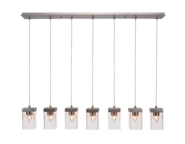 Nouvelle 7-Light Linear Pendalier with Clear Bubble Glass - Image 1