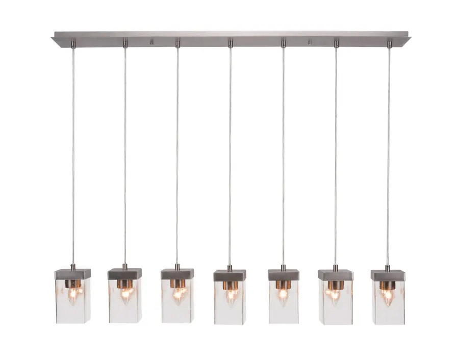 Nouvelle 7-Light Linear Pendalier with Clear Bubble Glass - Image 1