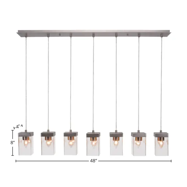 Nouvelle 7-Light Linear Pendalier with Clear Bubble Glass - Image 2