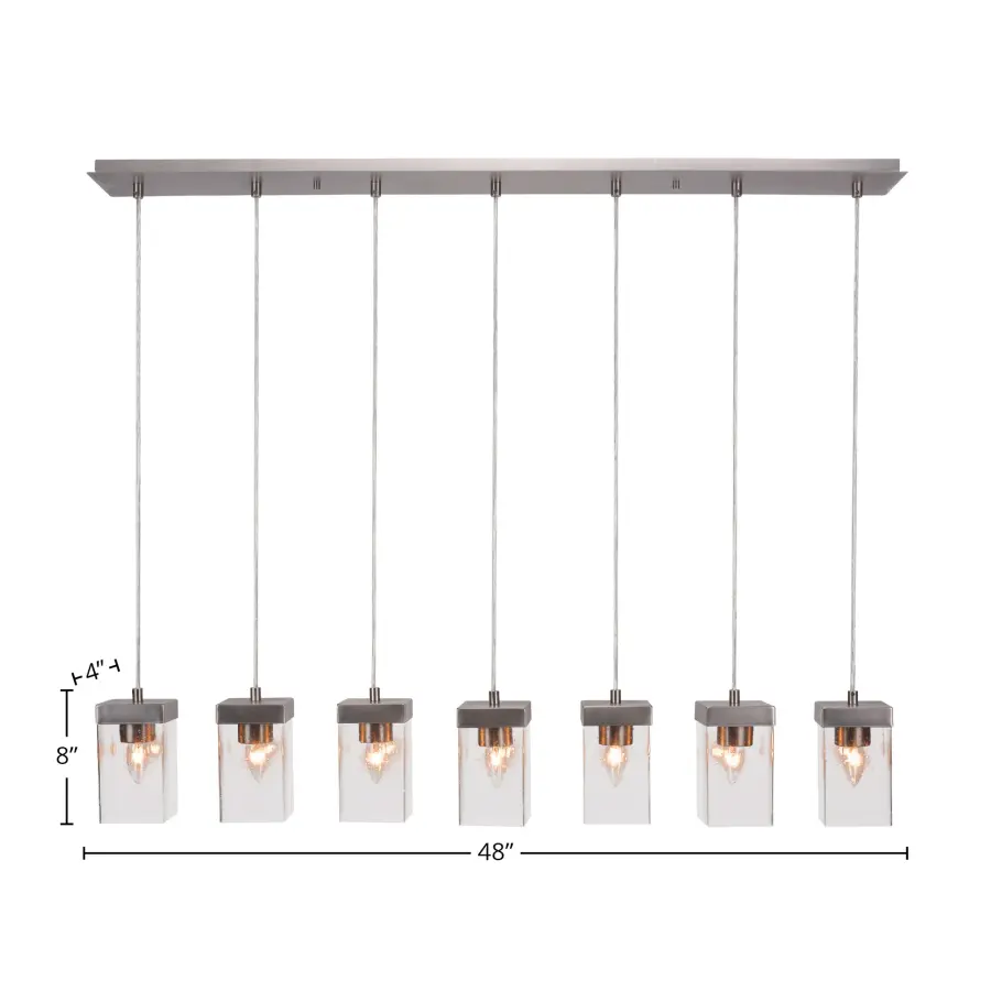 Nouvelle 7-Light Linear Pendalier with Clear Bubble Glass - Image 2