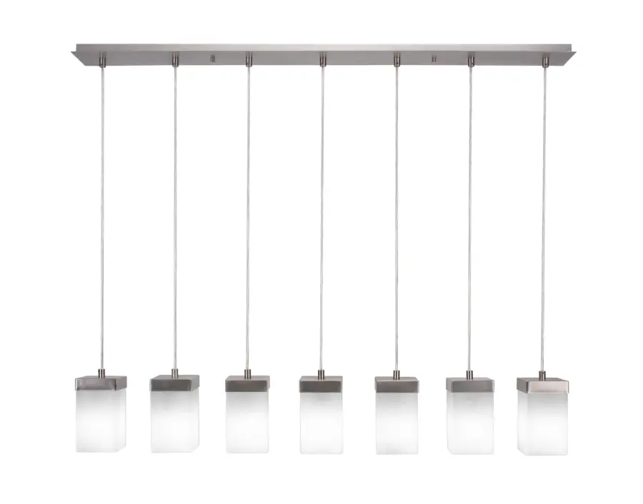 Nouvelle 7-Light Linear Pendant in Graphite with White Muslin Glass - Image 1