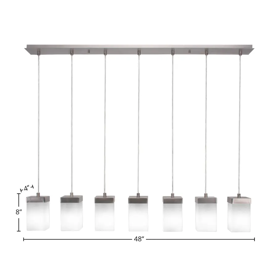 Nouvelle 7-Light Linear Pendant in Graphite with White Muslin Glass - Image 2