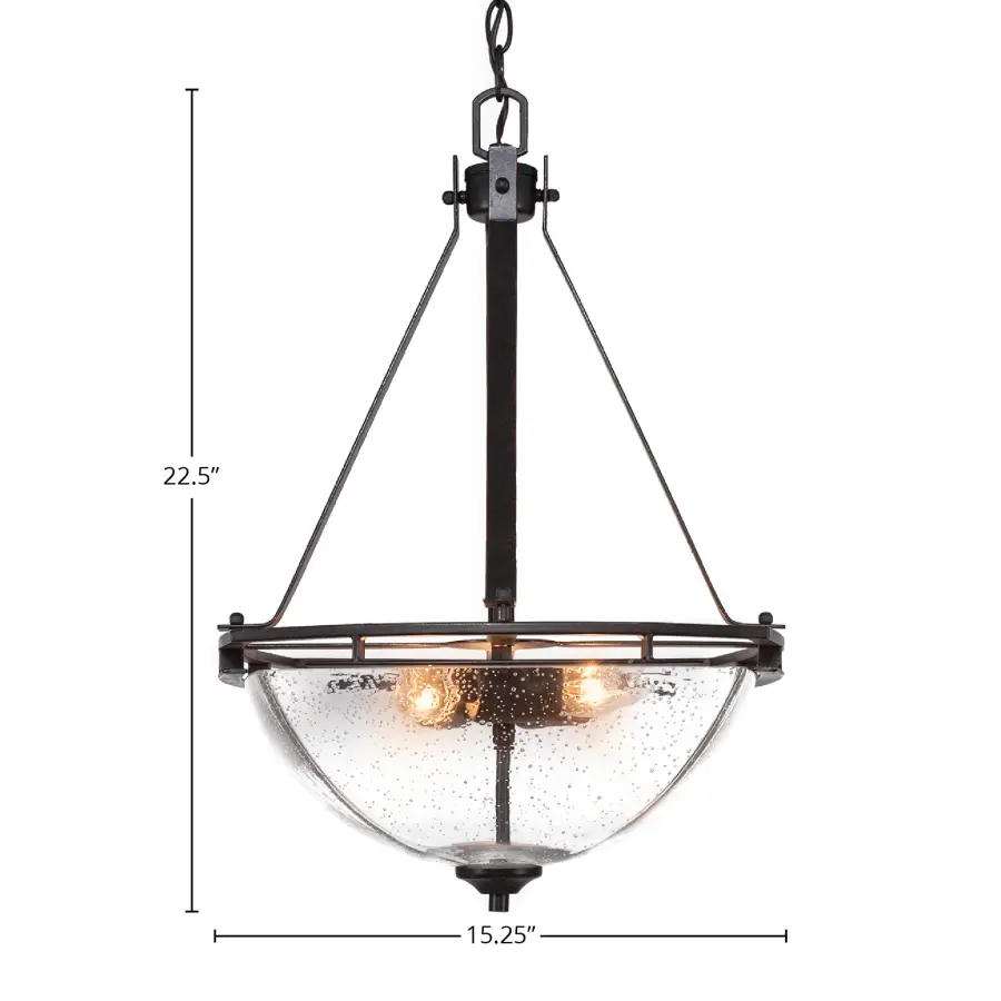 Uptowne 3-Light Pendant with Clear Bubble Glass - Image 2