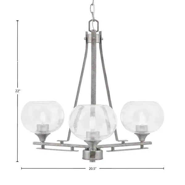 Uptowne 3-Light Uplight Chandelier in Aged Silver with Clear Bubble Glass - Image 2