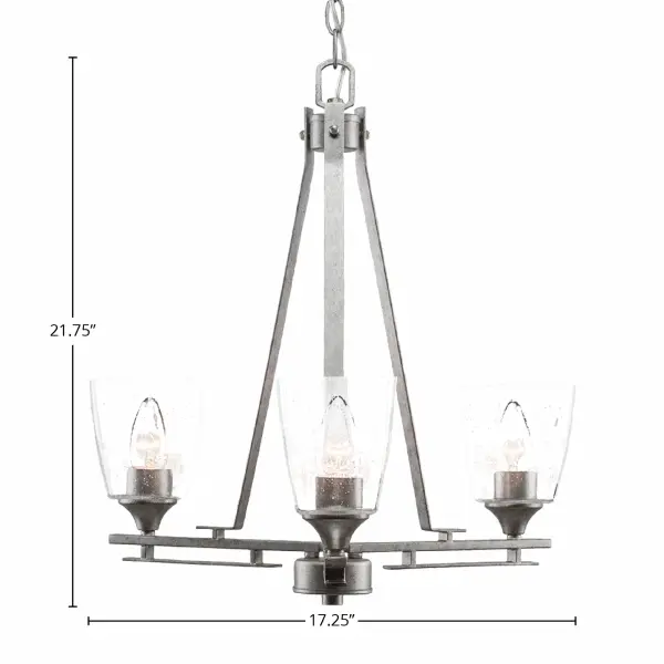 Uptowne 3-Light Uplight Chandelier in Aged Silver with Clear Bubble Glass - Image 2