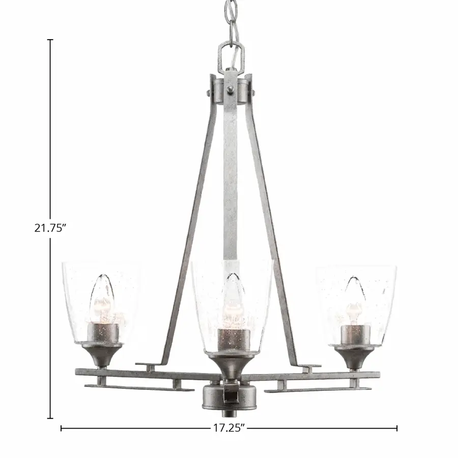 Uptowne 3-Light Uplight Chandelier in Aged Silver with Clear Bubble Glass - Image 2