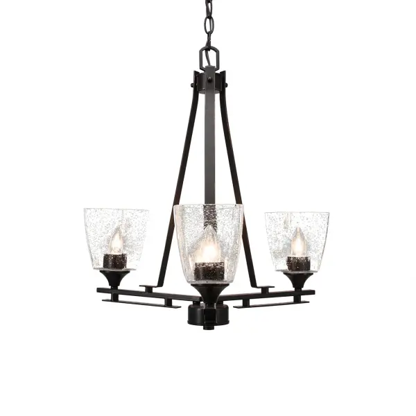 Uptowne 3-Light Uplight Chandelier in Dark Granite with Clear Bubble Glass - Image 1