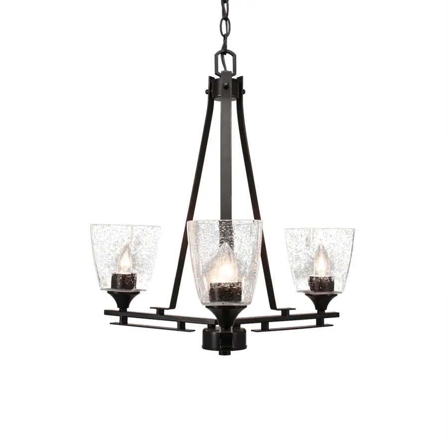 Uptowne 3-Light Uplight Chandelier in Dark Granite with Clear Bubble Glass - Image 1