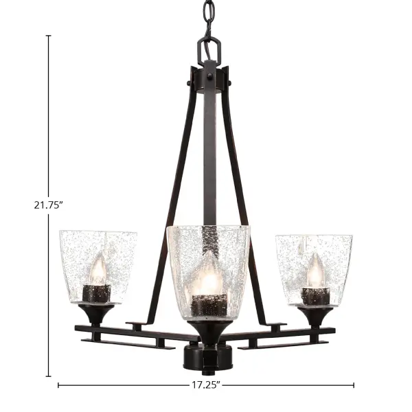 Uptowne 3-Light Uplight Chandelier in Dark Granite with Clear Bubble Glass - Image 2