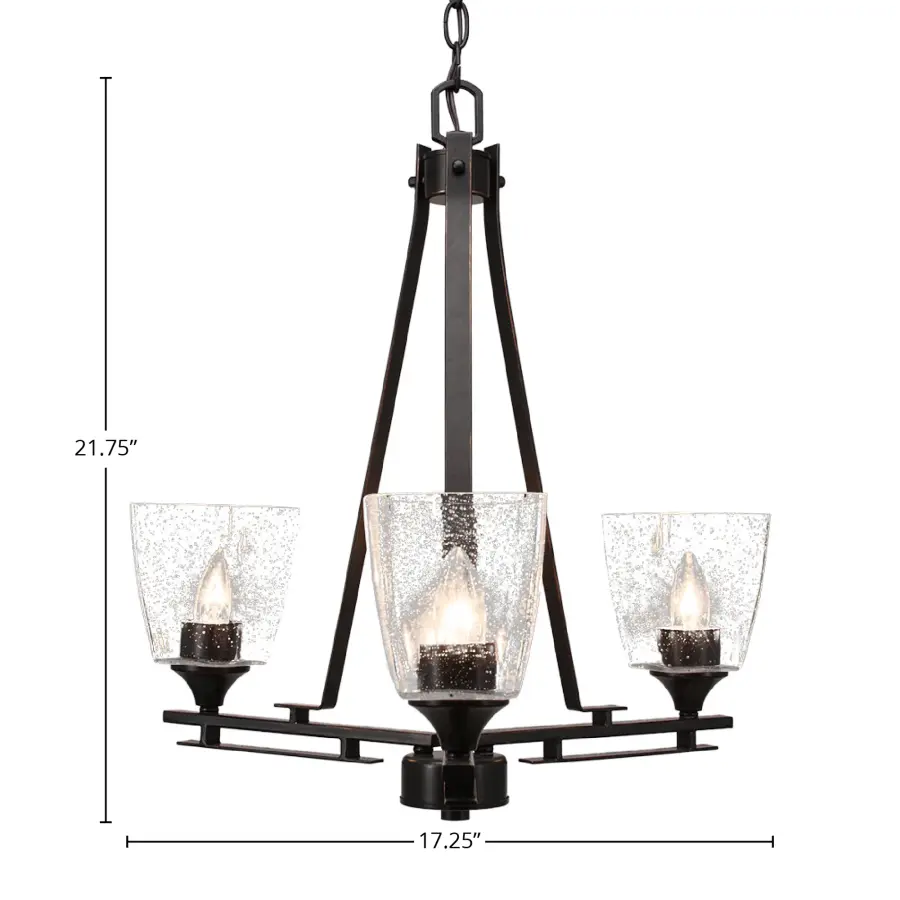 Uptowne 3-Light Uplight Chandelier in Dark Granite with Clear Bubble Glass - Image 2