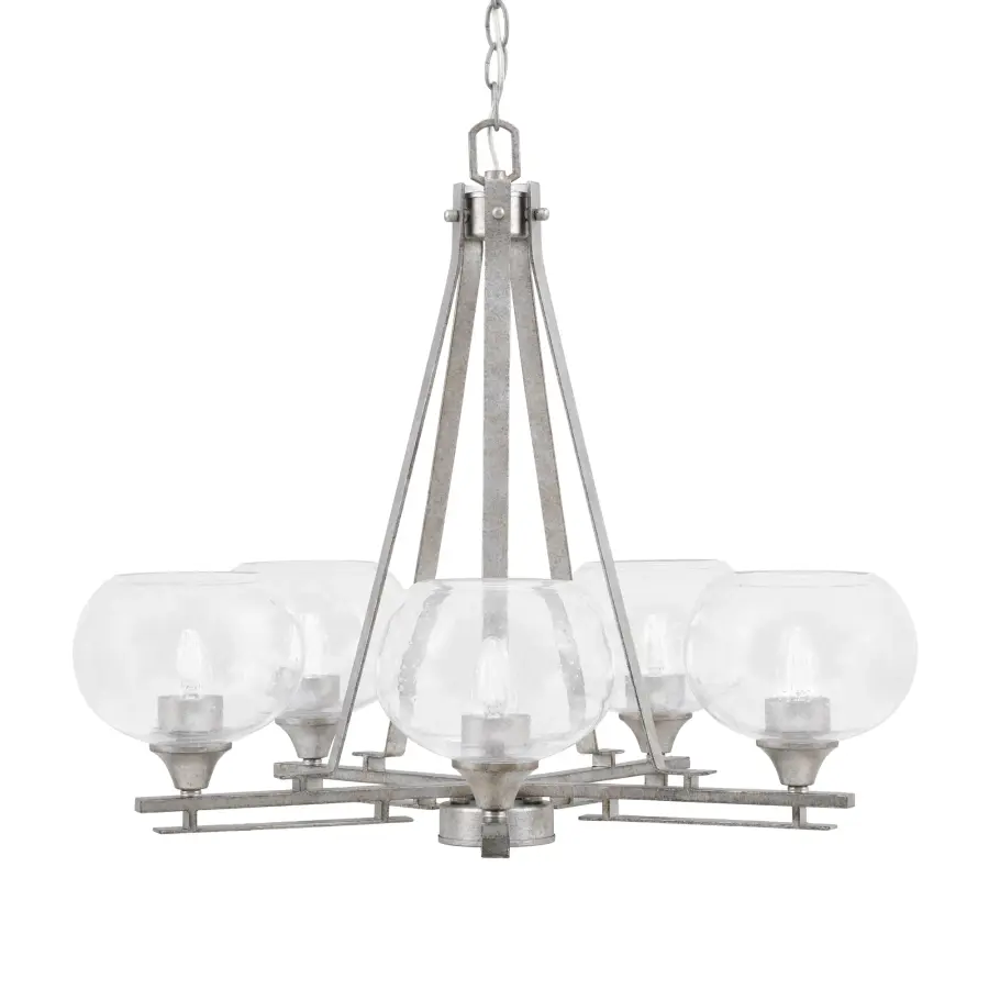 Uptowne 5-Light Uplight Chandelier with Clear Bubble Glass - Image 1
