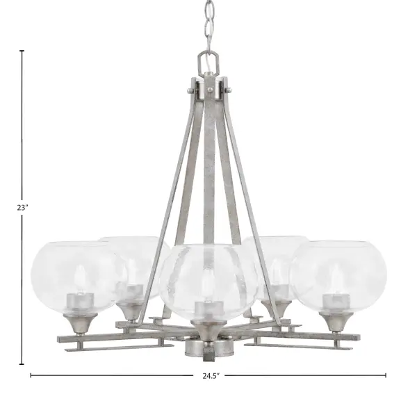 Uptowne 5-Light Uplight Chandelier with Clear Bubble Glass - Image 2