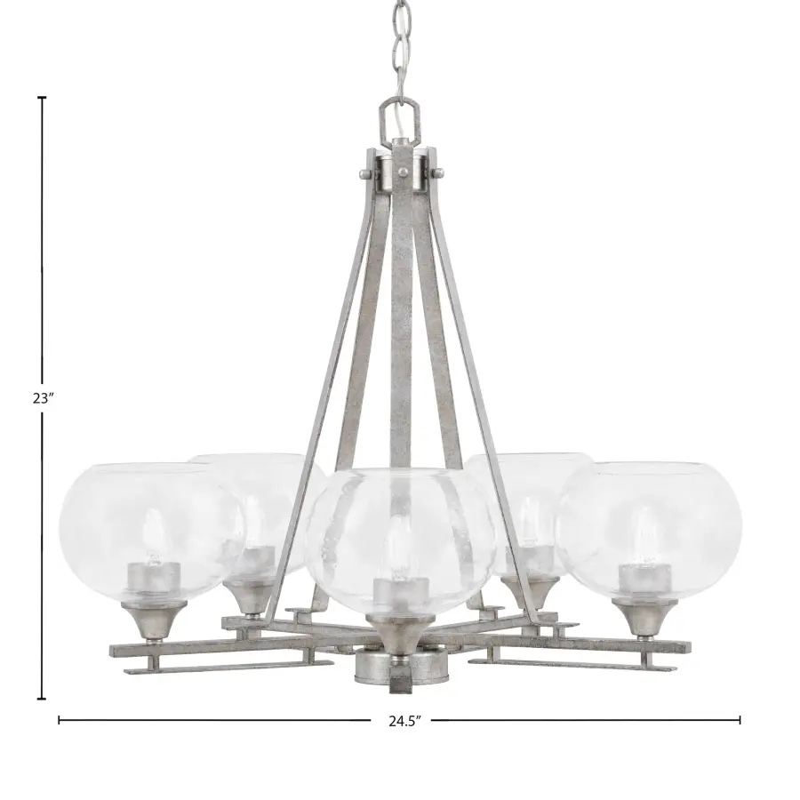 Uptowne 5-Light Uplight Chandelier with Clear Bubble Glass - Image 2