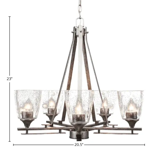 Uptowne 5-Light Uplight Chandelier in Aged Silver with Clear Bubble Glass - Image 2
