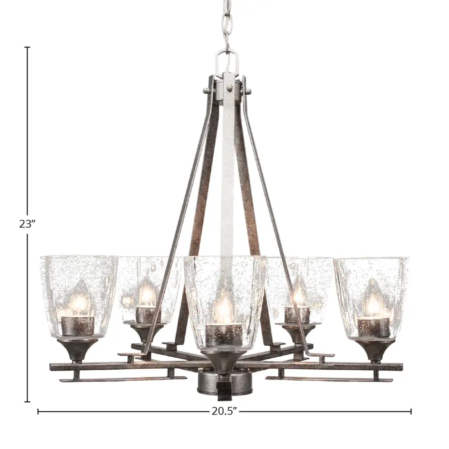 Uptowne 5-Light Uplight Chandelier in Aged Silver with Clear Bubble Glass - Image 2