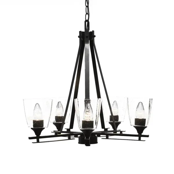 Uptowne 5-Light Uplight Chandelier in Dark Granite with Clear Bubble Glass - Image 1