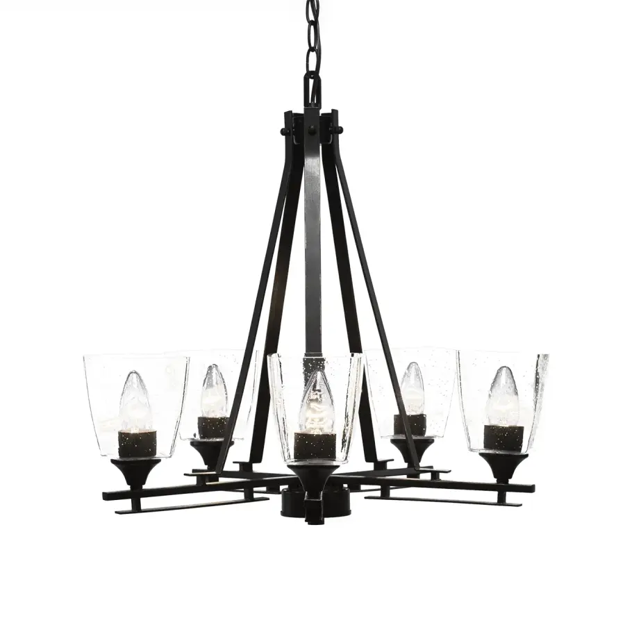 Uptowne 5-Light Uplight Chandelier in Dark Granite with Clear Bubble Glass - Image 1