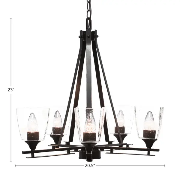 Uptowne 5-Light Uplight Chandelier in Dark Granite with Clear Bubble Glass - Image 2