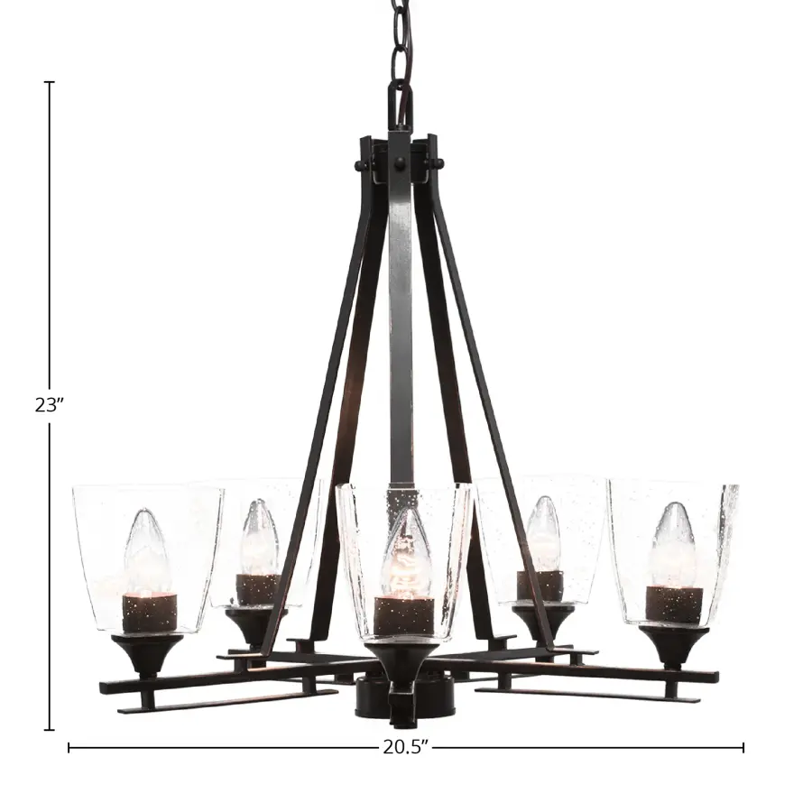 Uptowne 5-Light Uplight Chandelier in Dark Granite with Clear Bubble Glass - Image 2